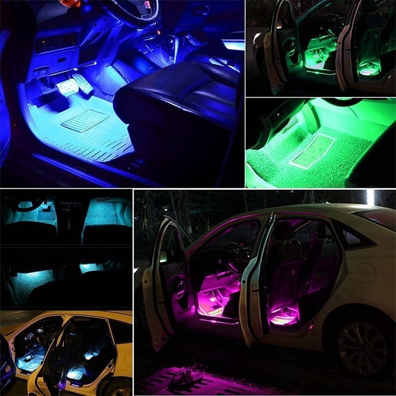 Uniwit Car LED Strip Light,Uniwit 4 Pieces DC 12V Multicolor Car Interior Music Light LED Underdash Lighting Kit with Sound Active Function and Wireless Remote Control Including Car Charger - Image 2